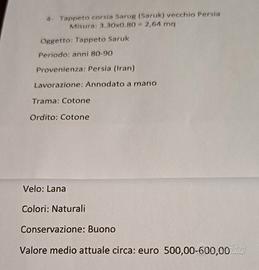 tappeto corsia Sarug vecchio Persia 