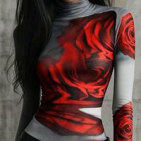 T-Shirt da Donna a Maniche Lunghe con Stampa Flore