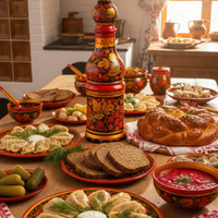 Contenitore Vintage in Legno Khokhloma