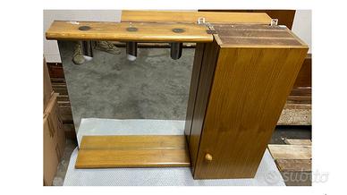 Armadietto bagno in legno con specchio + accessori