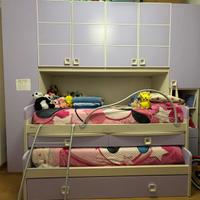 Cameretta bambine 3 letti e armadio a ponte