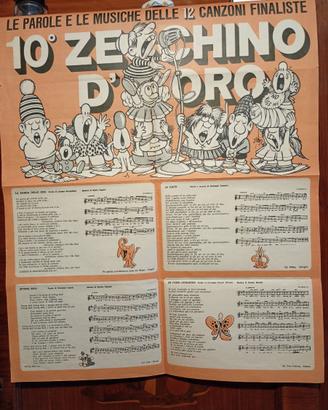 10" ZECCHINO D'ORO manifesto canzoni di Jacovitti