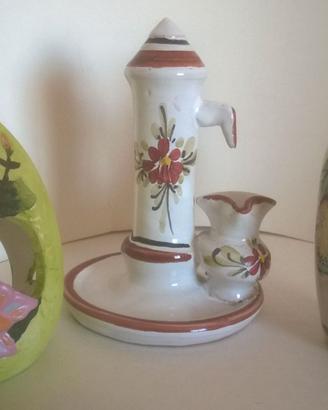 Lotto di 3 Soprammobili Decorativi in Ceramica