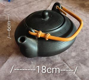 Teiera Etnica in Ceramica Nera Opaca Stile Giappon