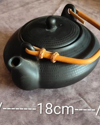 Teiera Etnica in Ceramica Nera Opaca Stile Giappon