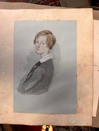 Dipinto antico disegno acquerello chaplin