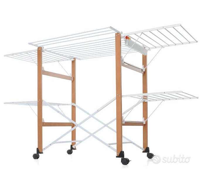 Stendibiancheria Con Ali Per Indumenti Lunghi - Pieghevole, 171x46x96 Cm, Per Interni Ed Esterni
