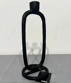 Candelabro porta candela in ghisa nero
