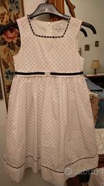 abito bimba elegante bianco a pois neri, 6/7 anni