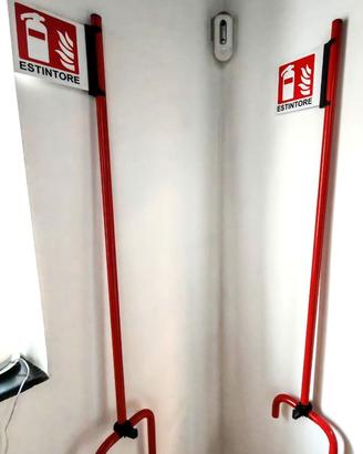 2 Piantane Porta Estintore Rosse H190 cm Nuove