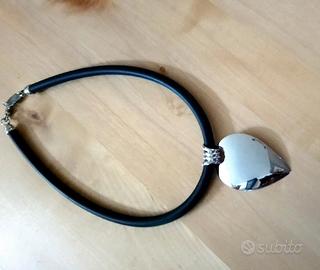 Collana vintage Argento 925 Ciondolo Cuore grande