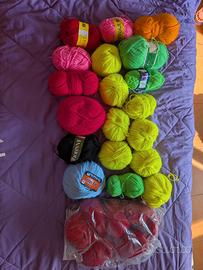 lotto stock set 26 gomitoli lana colorata maglia 