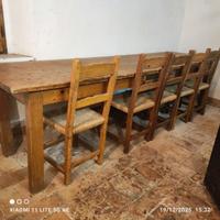 Set Tavolo Rustico in Legno Massello + 6 sedie