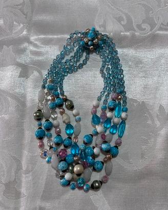 Collana in vetro di murano con 5 fili di perline
