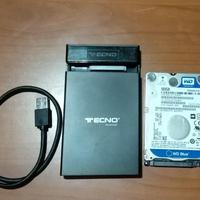 Hard disk con W7 e box esterno, 2 funzioni. Nuovo