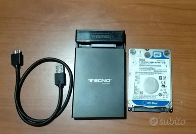 Hard disk con W7 e box esterno, 2 funzioni. Nuovo