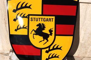 Insegna tabella smaltata PORSCHE 45x36 cm