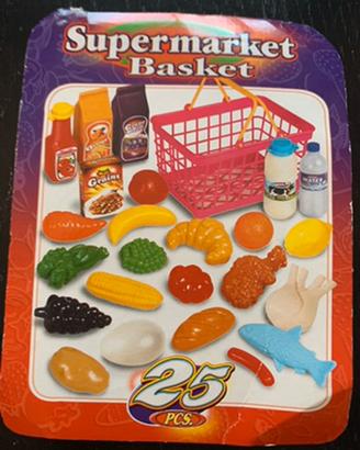 Cestino da supermercato e registratore di cassa