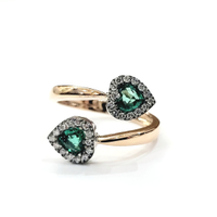 Anello oro rosa Diamanti smeraldi cuore amore