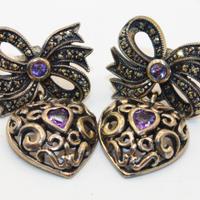 orecchini Art Deco argento marcasite ametiste