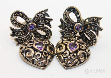 orecchini Art Deco argento marcasite ametiste