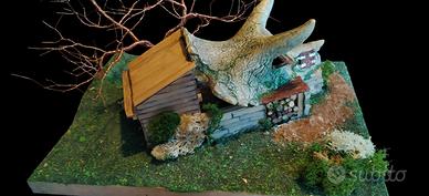 Diorama artigianale Casa nel Teschio Triceratopo