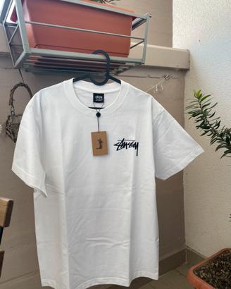 T-shirt Stussy stile Fuzzy Dice bianca taglia M.