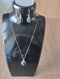 parure collana più orecchini  argento 925