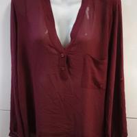 Blusa donna maniche lunghe aperta dietro trasparen