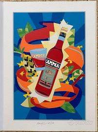 Poster vintage NESPOLO UGO BOTTIGLIA E BICCHIERE