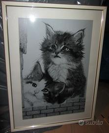 Quadro Gatti in bianco e nero- stampa con cornice