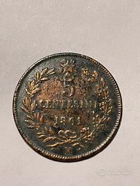 Moneta 5 cent Regno d’italia 1861