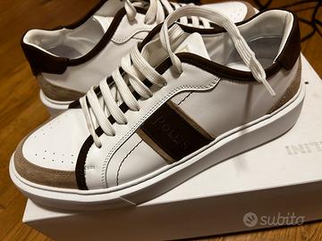 Sneakers Polloni in pelle marroni e bianche tg.43