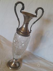 Anfora in vetro e argento, antiquariato. 