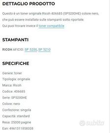 Cartuccia toner Ricoh SP5200HE