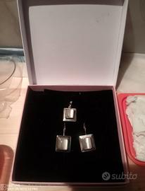set di orecchini e ciondolo in argento 925 con pie