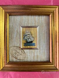 Quadretto vintage con mini dipinto originale 11x15