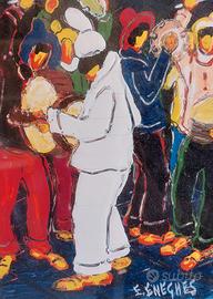 Dipinto a smalto firmato Eneghes. 