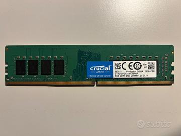 RAM DDR4 8GB Crucial + 8GB G Skill
