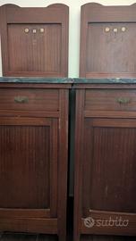 Coppia Comodini Vintage in Legno e piano in marmo