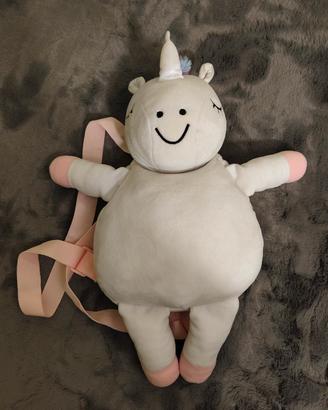 zainetto in peluche a forma di unicorno