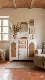Mobile Credenza con inserti in paglia Vienna