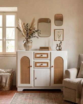 Mobile Credenza con inserti in paglia Vienna
