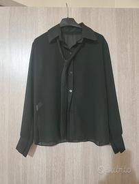 camicia nera trasparente con cravattina