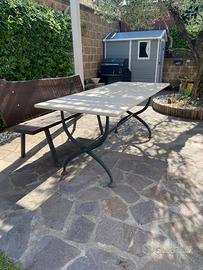 Tavolo in travertino 90X180X3 con base in ghisa