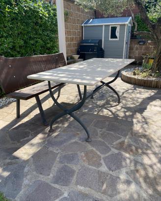 Tavolo in travertino 90X180X3 con base in ghisa
