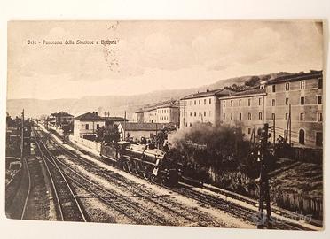 Cartolina D'Epoca Orte Panorama Stazione 1925