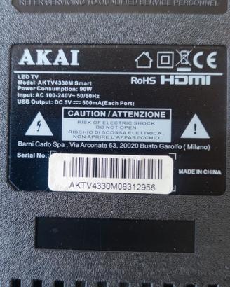 TV Smart akai aktv4330m ricambi 