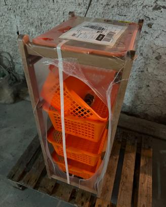 Carrello in legno cucina 4 ceste Frutta verdura