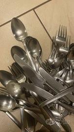 n50 posate in inox cucchiai forchette coltelli 